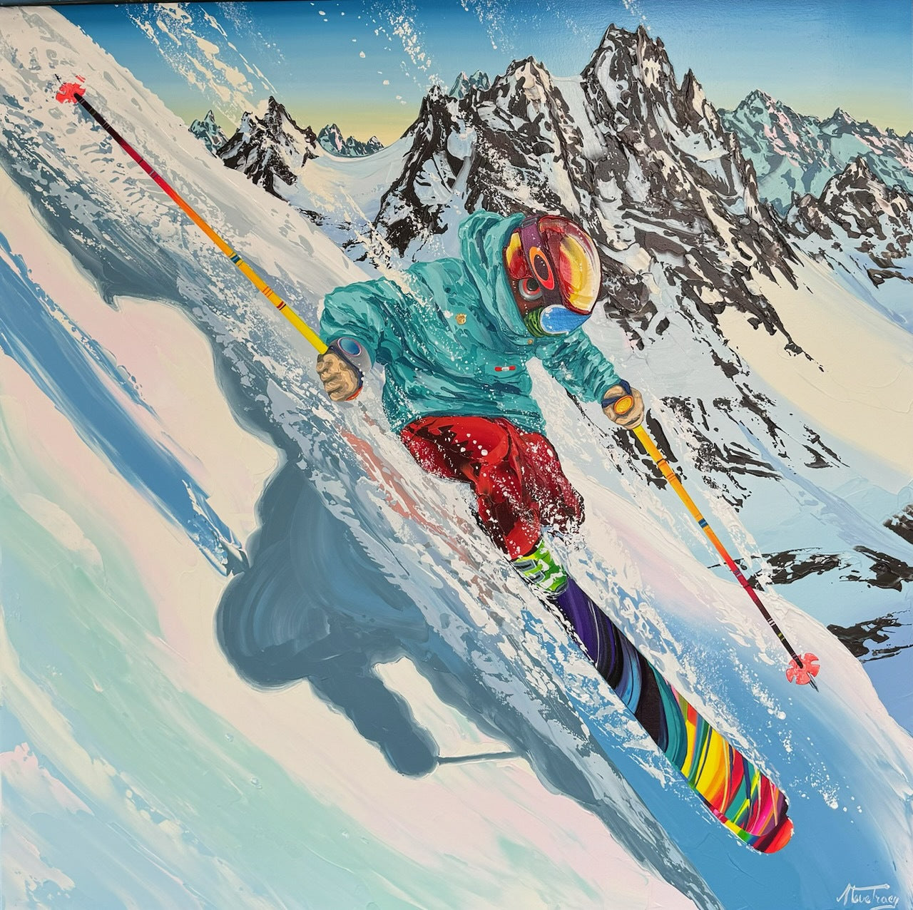Extreme Skiers Art on Acrylic Win Today